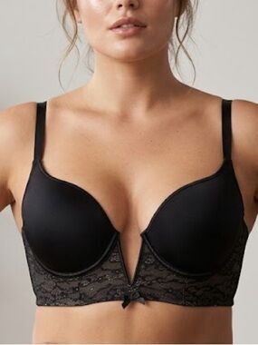 Black Lace Plunge Bra - 36D